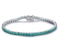 S925 Sterling Silver Rhodium Tennis Bracelet – Elegant Women’s Link Bracelet